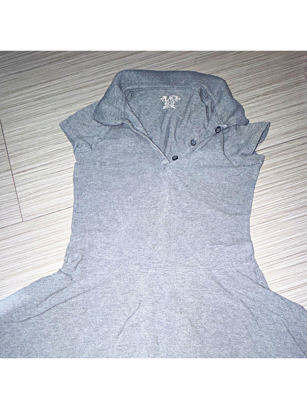The Children's Place Girls Fit & Flare Collared Dress Gray Knit 7/8